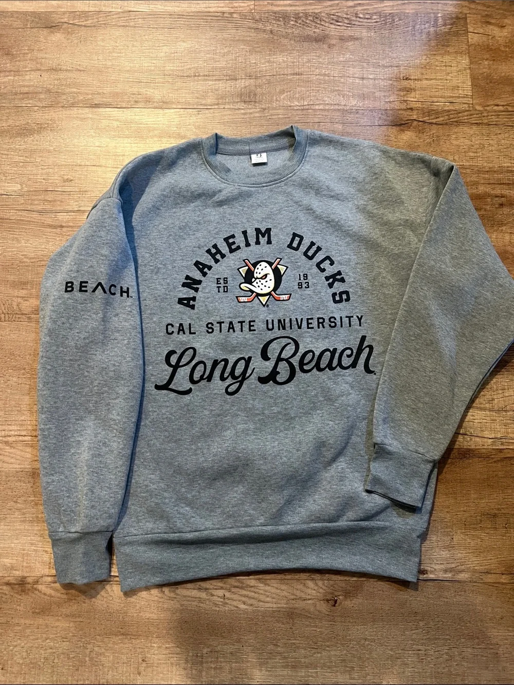 Cal State Long Beach Anaheim Ducks Gray Crewneck Sweatshirt